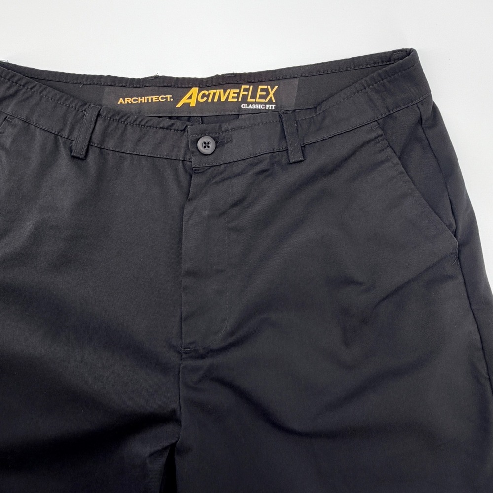 Architect Active Flex Pants Mens 30 Black Classic Fit Stretch Chino Golf